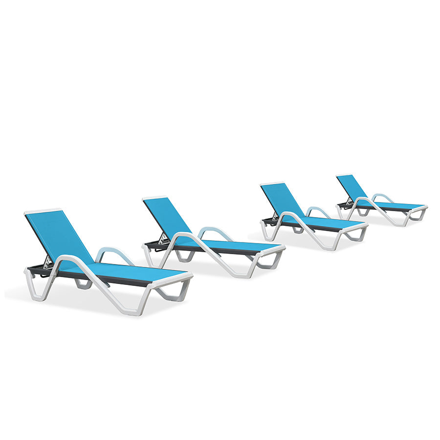 Clearance-PURPLE LEAF Patio Chaise Lounge Plastic Pool Outdoor Lounge Chair with Aluminum Frame Stackable Patio Tanning Chairs for Poolside Sunbathing Beach Deck Yard