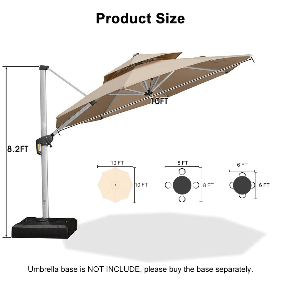Clearance - PURPLE LEAF OPEN BOX Large Round Patio Cantilever Umbrella for Deck, Pool, Backyard