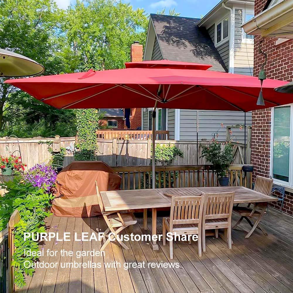 PURPLE LEAF Outdoor Windproof Umbrella, Square Cantilever Umbrella Outside Patio