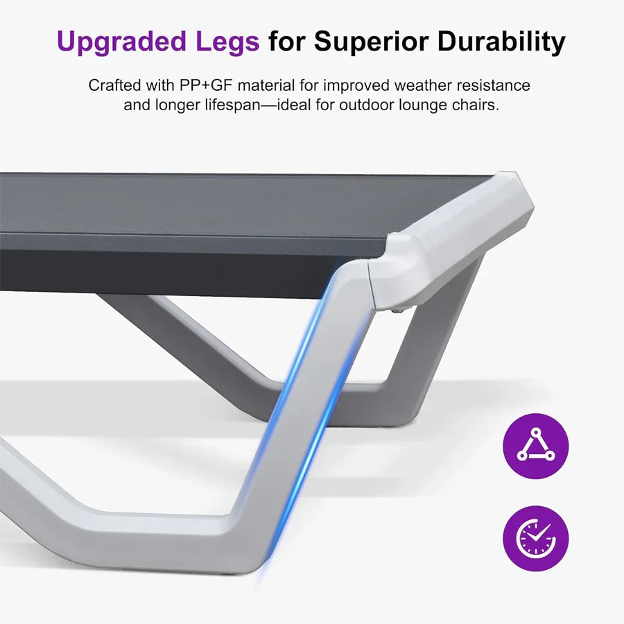Clearance-PURPLE LEAF Patio Chaise Lounge Plastic Pool Outdoor Lounge Chair with Aluminum Frame Stackable Patio Tanning Chairs for Poolside Sunbathing Beach Deck Yard
