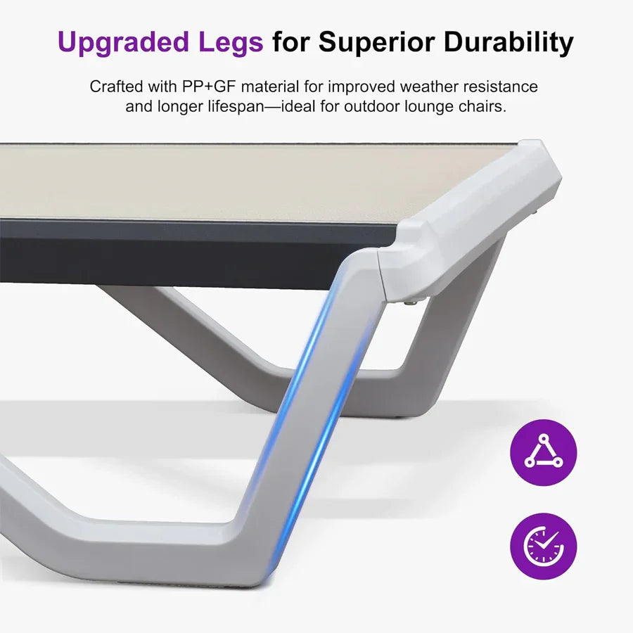 Clearance-PURPLE LEAF Patio Chaise Lounge Plastic Pool Outdoor Lounge Chair with Aluminum Frame Stackable Patio Tanning Chairs for Poolside Sunbathing Beach Deck Yard