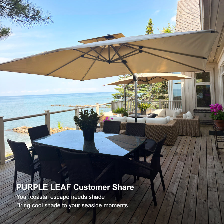 PURPLE LEAF Large Rectangular Porch Umbrella Outside Cantilever Patio Yard Umbrella