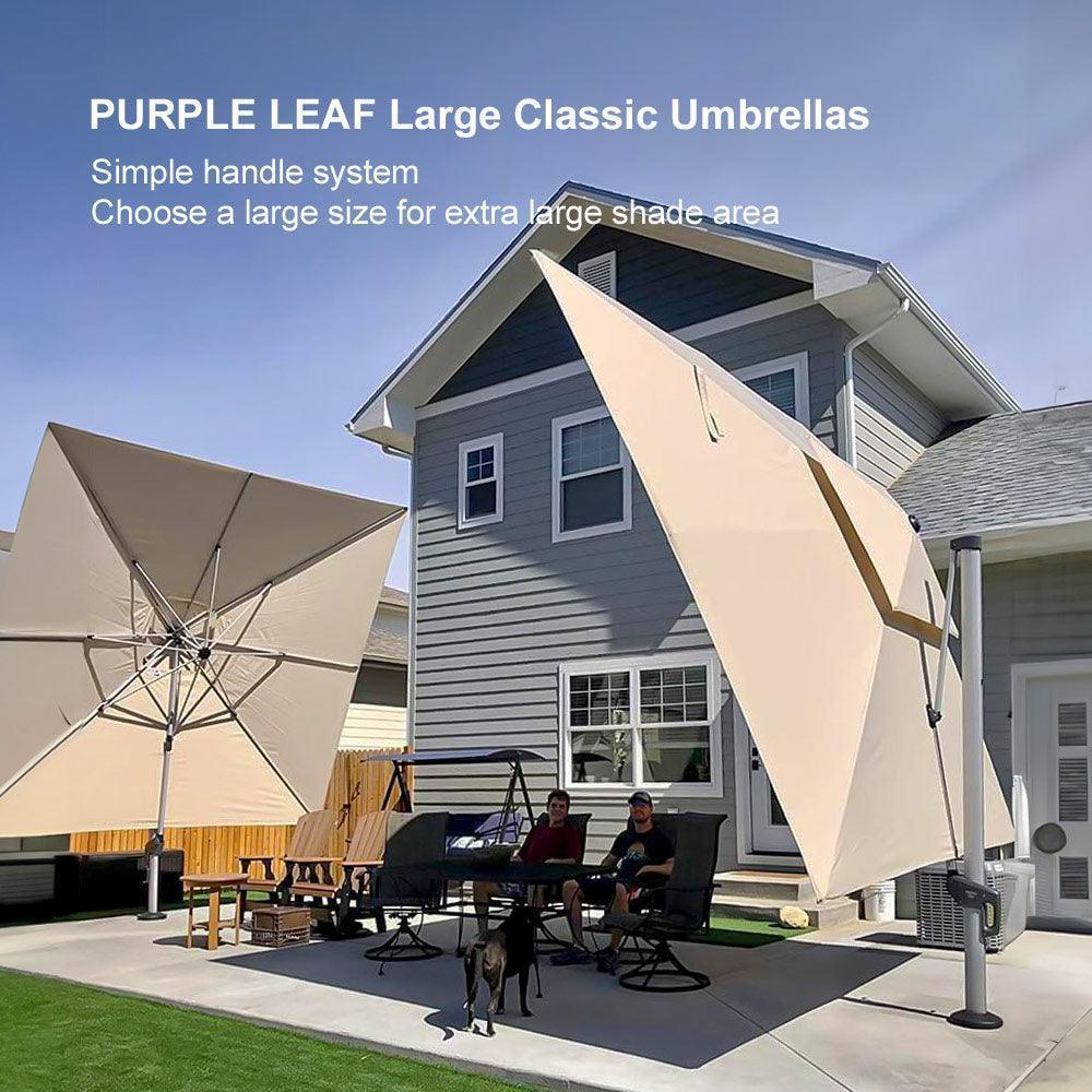 PURPLE LEAF Outdoor Windproof Umbrella, Square Cantilever Umbrella Outside Patio