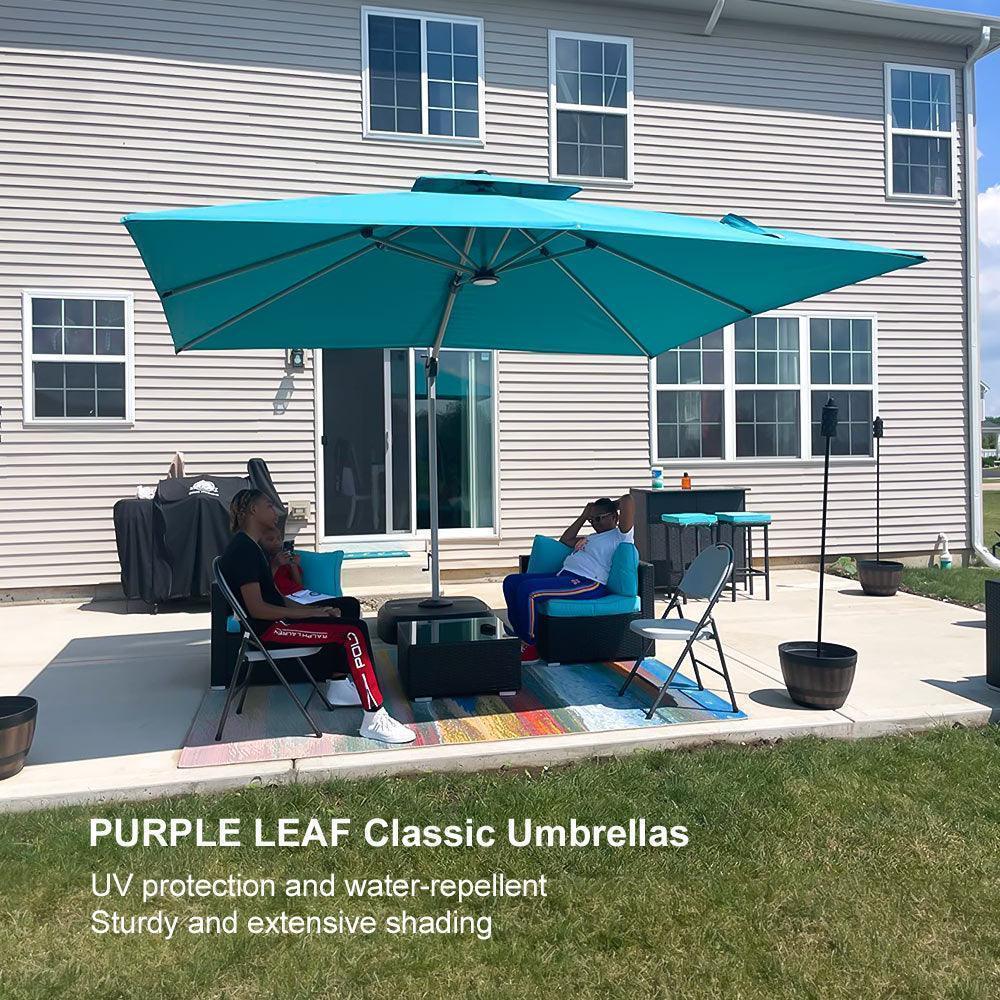 PURPLE LEAF Outdoor Windproof Umbrella, Square Cantilever Umbrella Outside Patio
