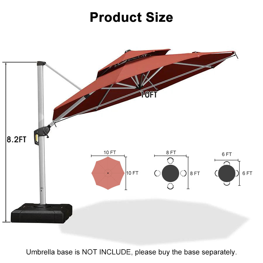 Clearance - PURPLE LEAF OPEN BOX Large Round Patio Cantilever Umbrella for Deck, Pool, Backyard
