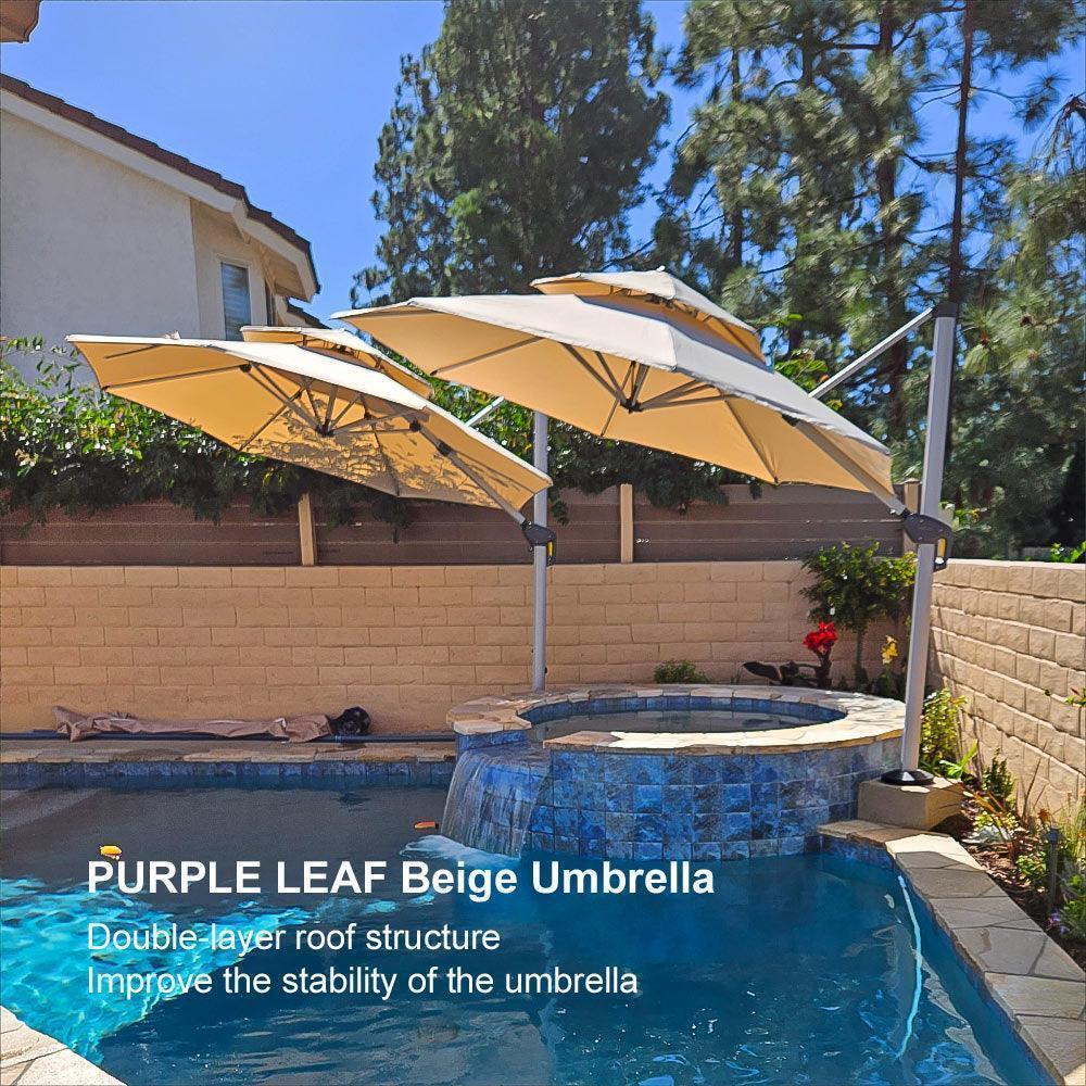 Clearance - PURPLE LEAF OPEN BOX Large Round Patio Cantilever Umbrella for Deck, Pool, Backyard