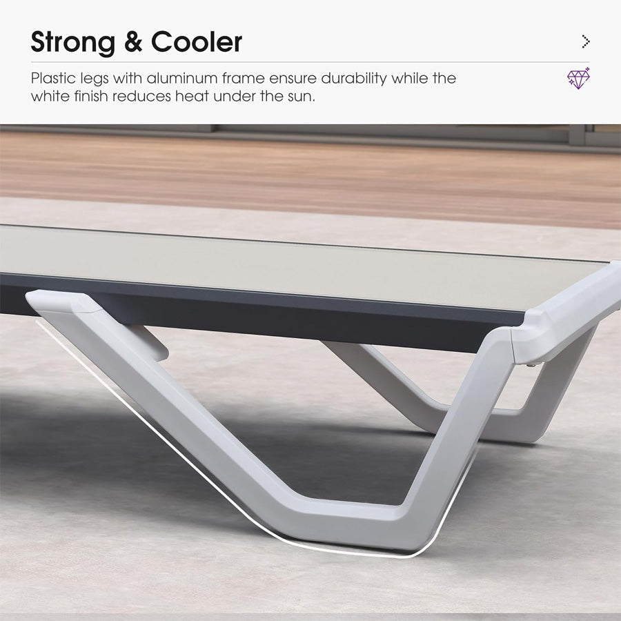 Clearance-PURPLE LEAF Patio Chaise Lounge Plastic Pool Outdoor Lounge Chair with Aluminum Frame Stackable Patio Tanning Chairs for Poolside Sunbathing Beach Deck Yard