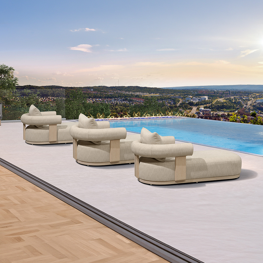 PURPLE LEAF  Provence Outdoor Chaise Lounge  Modern Luxury Aluminum Lounger Daybed with Olefin Lumbar Pillow and Armrest for Patio Poolside Beach Sunbathing Deck