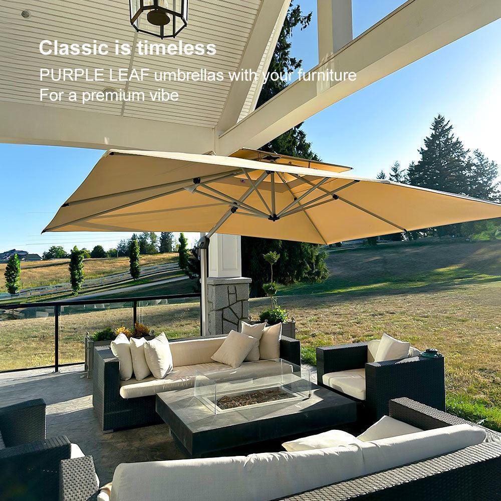 PURPLE LEAF Large Rectangular Porch Umbrella Outside Cantilever Patio Yard Umbrella