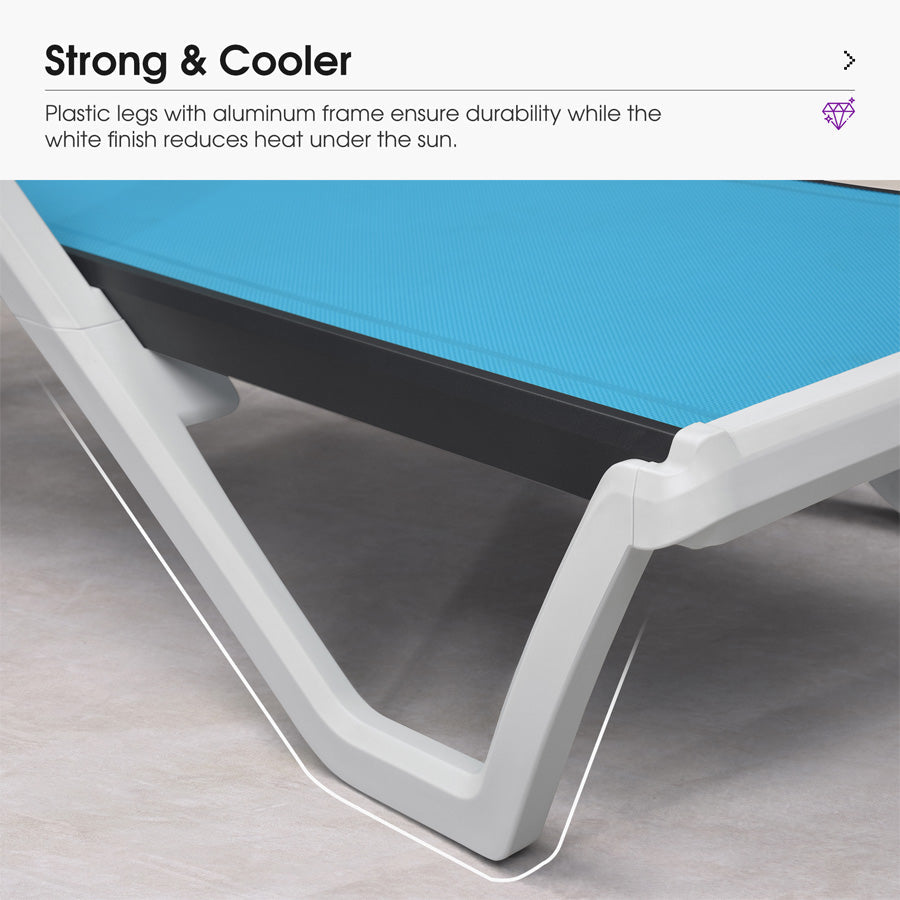 Clearance-PURPLE LEAF Patio Chaise Lounge Plastic Pool Outdoor Lounge Chair with Aluminum Frame Stackable Patio Tanning Chairs for Poolside Sunbathing Beach Deck Yard