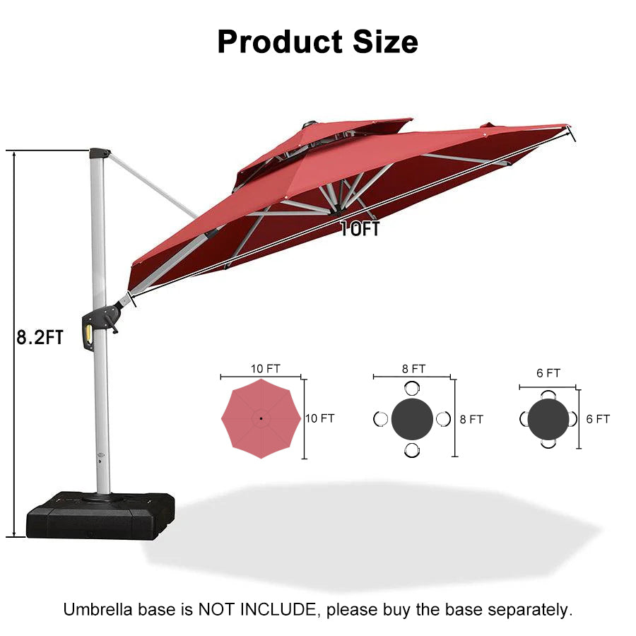 Clearance - PURPLE LEAF OPEN BOX Large Round Patio Cantilever Umbrella for Deck, Pool, Backyard