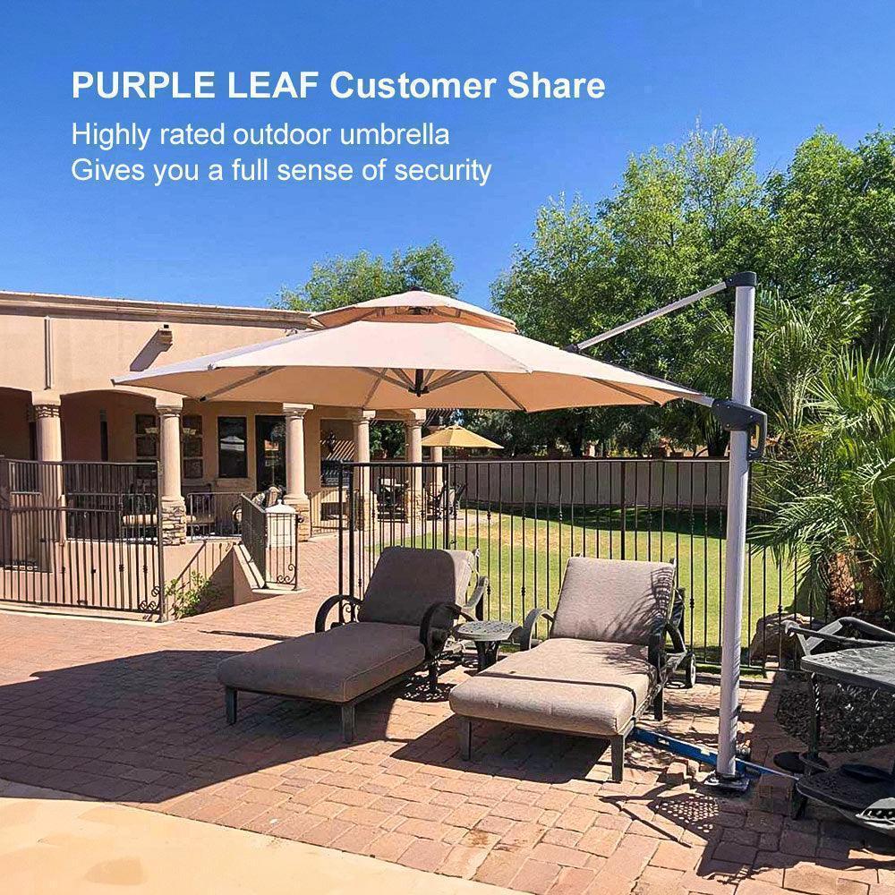 Clearance - PURPLE LEAF OPEN BOX Large Round Patio Cantilever Umbrella for Deck, Pool, Backyard