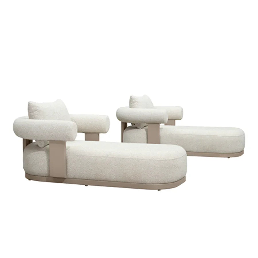 PURPLE LEAF  Provence Outdoor Chaise Lounge  Modern Luxury Aluminum Lounger Daybed with Olefin Lumbar Pillow and Armrest for Patio Poolside Beach Sunbathing Deck