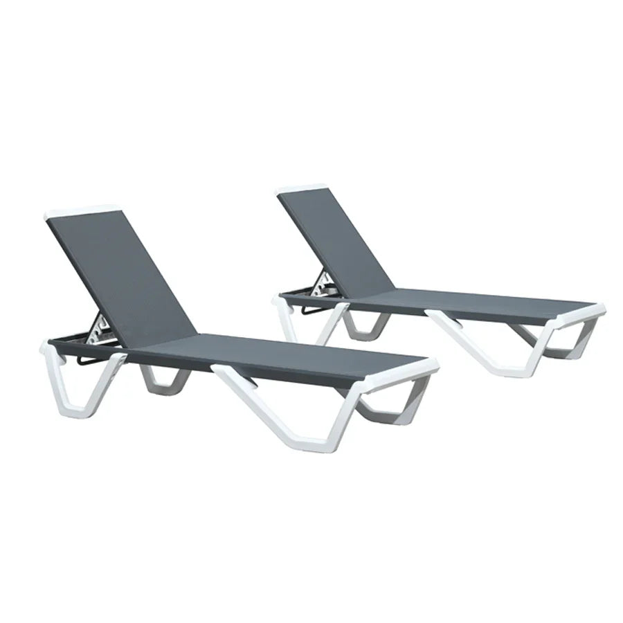 Clearance-PURPLE LEAF Patio Chaise Lounge Plastic Pool Outdoor Lounge Chair with Aluminum Frame Stackable Patio Tanning Chairs for Poolside Sunbathing Beach Deck Yard