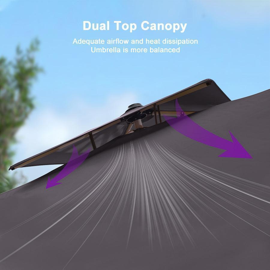 PURPLE LEAF Outdoor Windproof Umbrella, Square Cantilever Umbrella Outside Patio