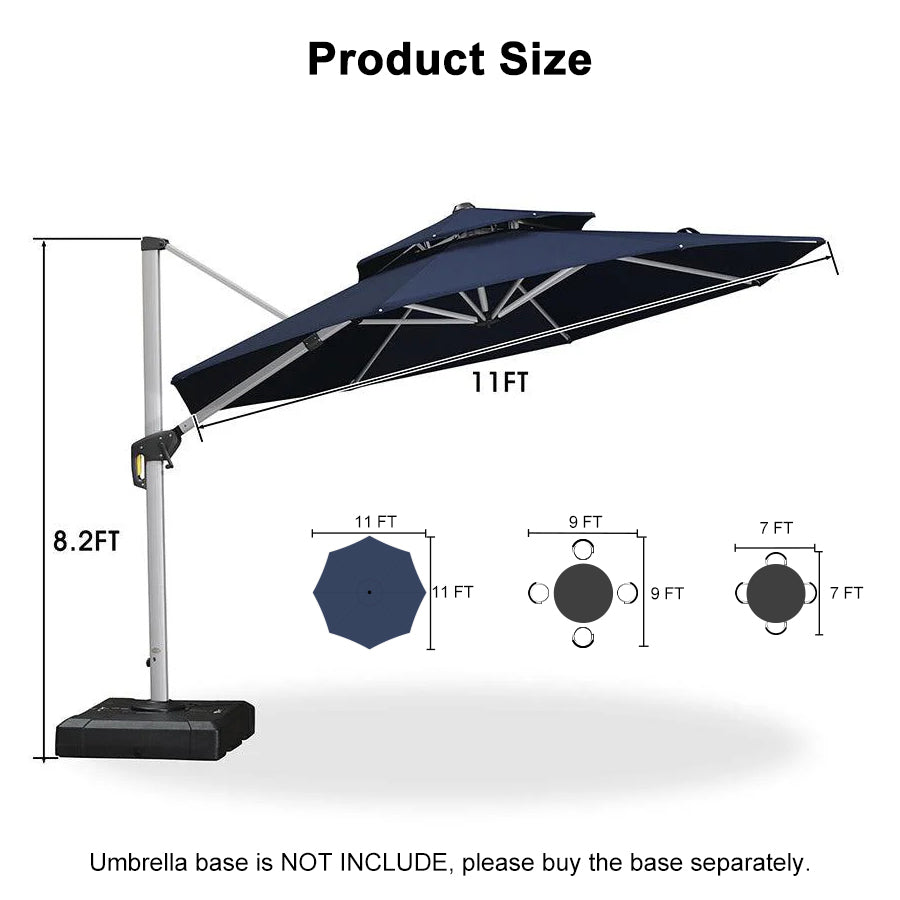 Clearance - PURPLE LEAF OPEN BOX Large Round Patio Cantilever Umbrella for Deck, Pool, Backyard