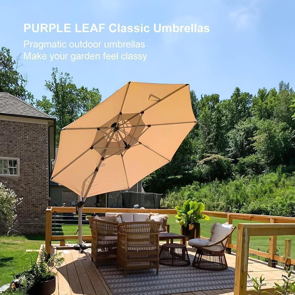 Clearance - PURPLE LEAF OPEN BOX Large Round Patio Cantilever Umbrella for Deck, Pool, Backyard