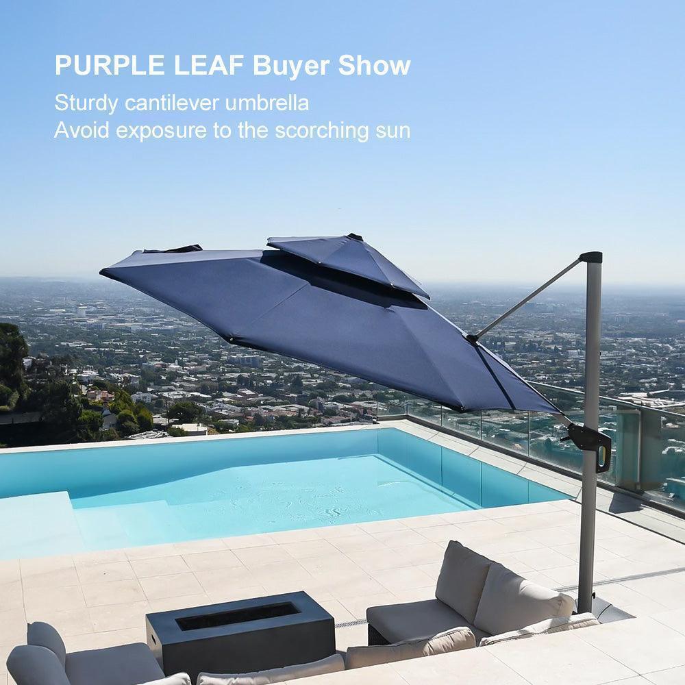 Clearance - PURPLE LEAF OPEN BOX Large Round Patio Cantilever Umbrella for Deck, Pool, Backyard