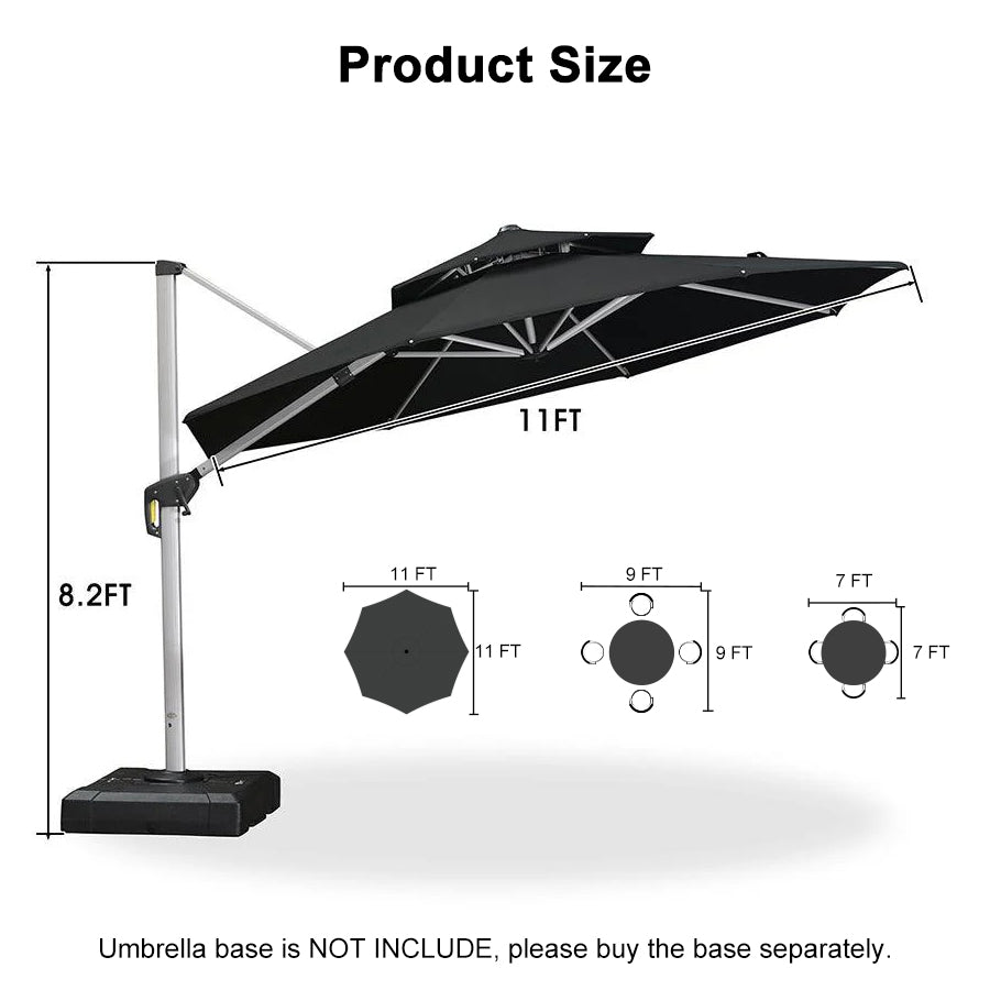Clearance - PURPLE LEAF OPEN BOX Large Round Patio Cantilever Umbrella for Deck, Pool, Backyard