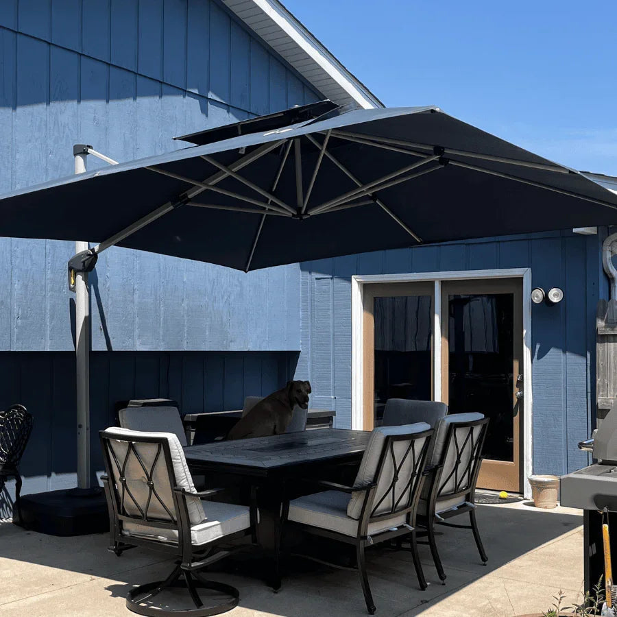 PURPLE LEAF Outdoor Windproof Umbrella, Square Cantilever Umbrella Outside Patio