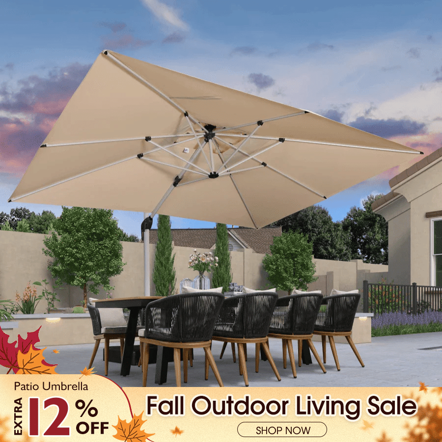 PURPLE LEAF Large Rectangular Porch Umbrella Outside Cantilever Patio Yard Umbrella