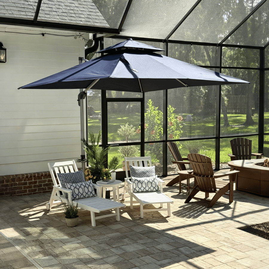 PURPLE LEAF Outdoor Windproof Umbrella, Square Cantilever Umbrella Outside Patio
