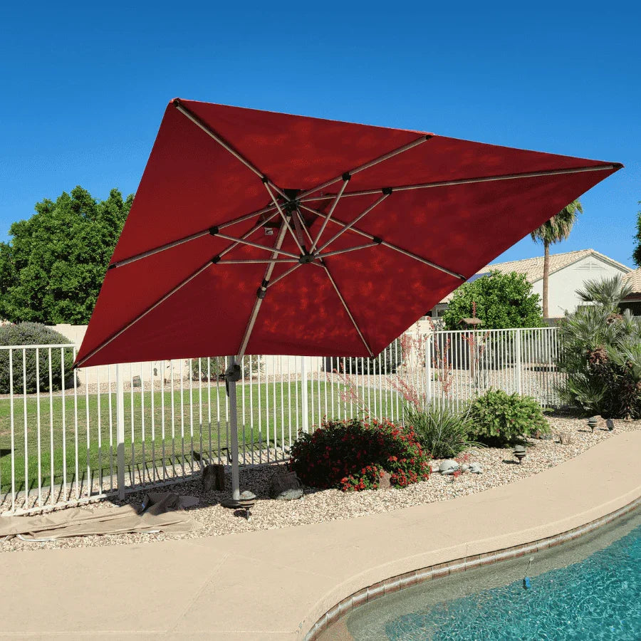 PURPLE LEAF Outdoor Windproof Umbrella, Square Cantilever Umbrella Outside Patio