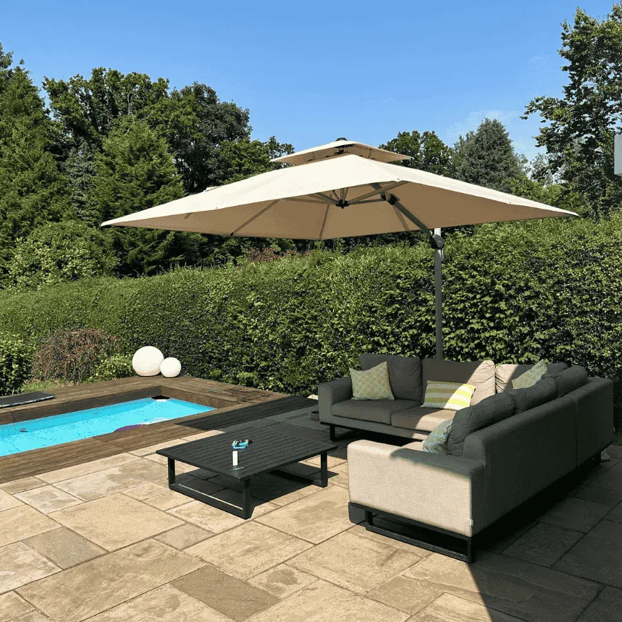 PURPLE LEAF Outdoor Windproof Umbrella, Square Cantilever Umbrella Outside Patio