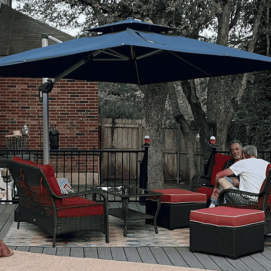 PURPLE LEAF Outdoor Windproof Umbrella, Square Cantilever Umbrella Outside Patio