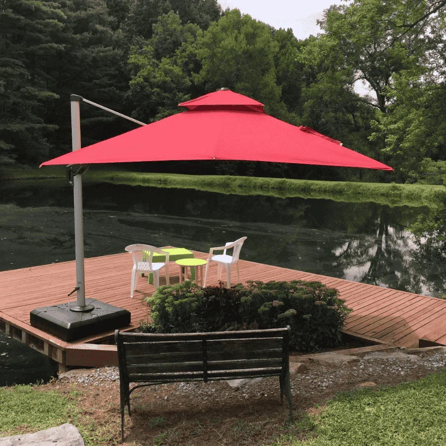 PURPLE LEAF Outdoor Windproof Umbrella, Square Cantilever Umbrella Outside Patio