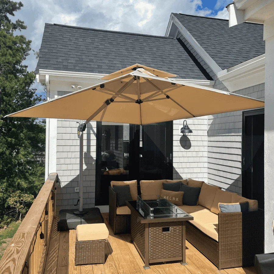 PURPLE LEAF Outdoor Windproof Umbrella, Square Cantilever Umbrella Outside Patio
