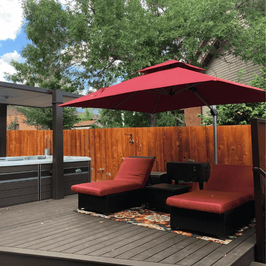 PURPLE LEAF Outdoor Windproof Umbrella, Square Cantilever Umbrella Outside Patio