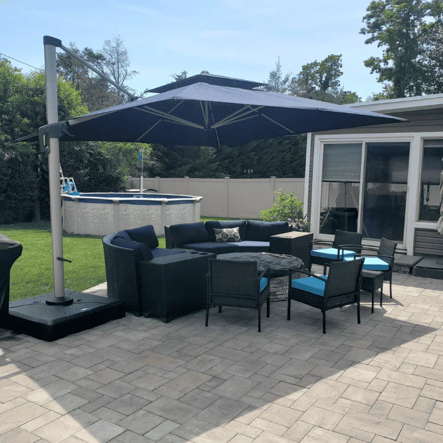 PURPLE LEAF Outdoor Windproof Umbrella, Square Cantilever Umbrella Outside Patio