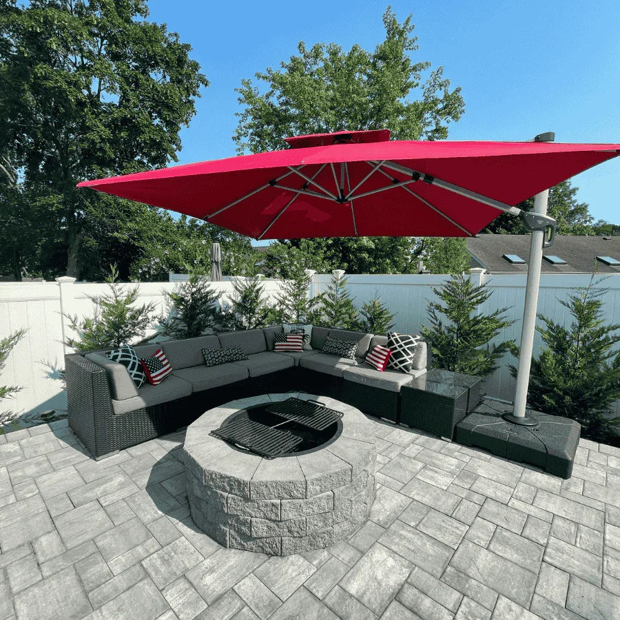PURPLE LEAF Outdoor Windproof Umbrella, Square Cantilever Umbrella Outside Patio