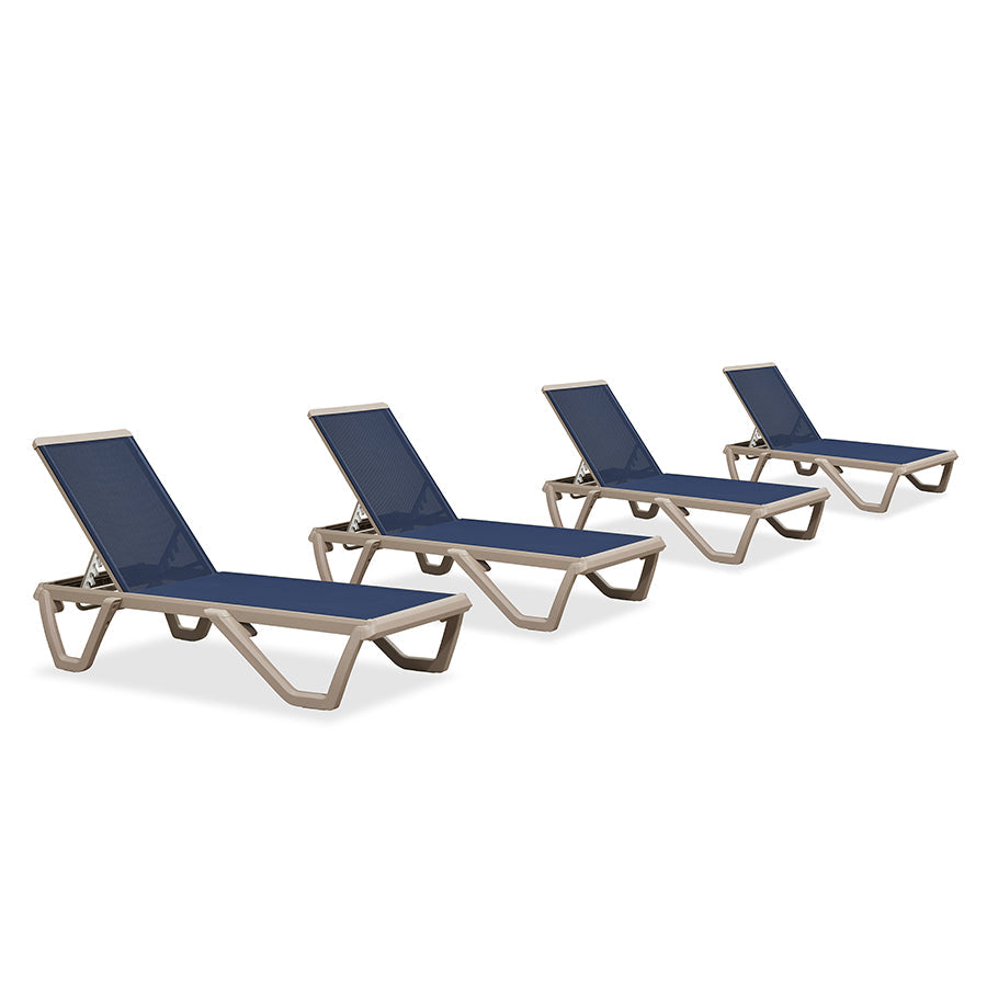 PURPLE LEAF Outdoor Chaise Lounge Chair Pool Lounge Chair with Champagne Aluminum Plastic Stackable Patio Lounge Chair for Poolside Sunbathing Beach Deck Yard
