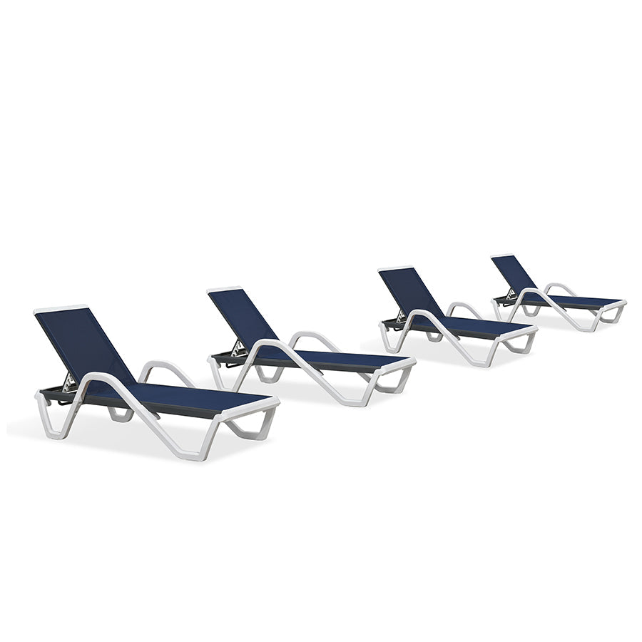 Clearance-PURPLE LEAF Patio Chaise Lounge Plastic Pool Outdoor Lounge Chair with Aluminum Frame Stackable Patio Tanning Chairs for Poolside Sunbathing Beach Deck Yard