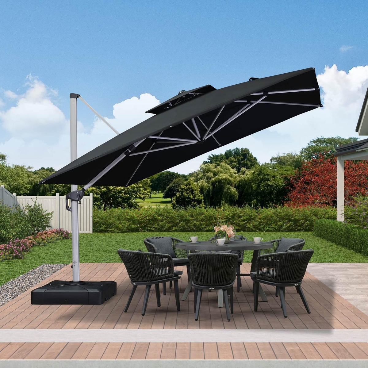 PURPLE LEAF Outdoor Windproof Umbrella, Square Cantilever Umbrella Outside Patio