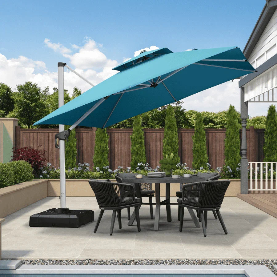 PURPLE LEAF Outdoor Windproof Umbrella, Square Cantilever Umbrella Outside Patio