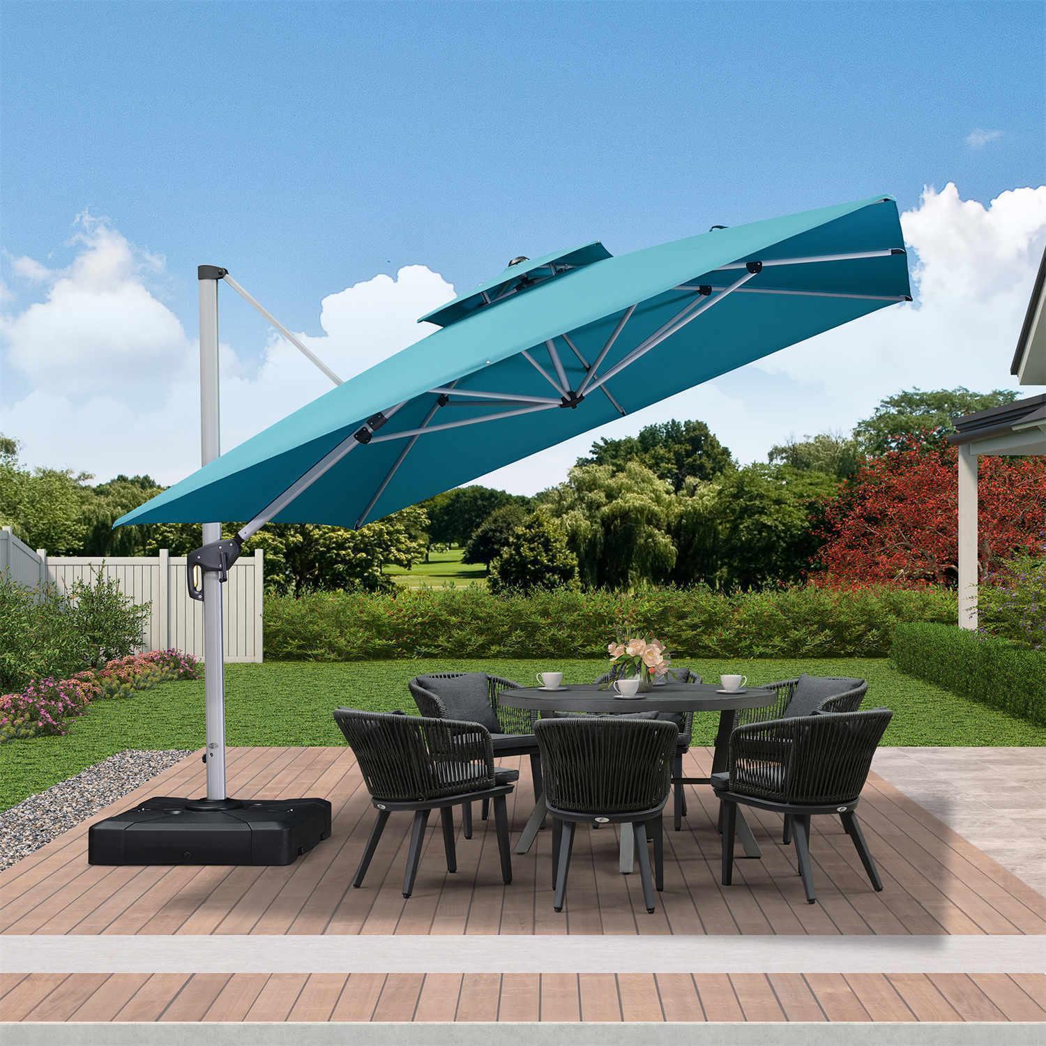 PURPLE LEAF Outdoor Windproof Umbrella, Square Cantilever Umbrella Outside Patio
