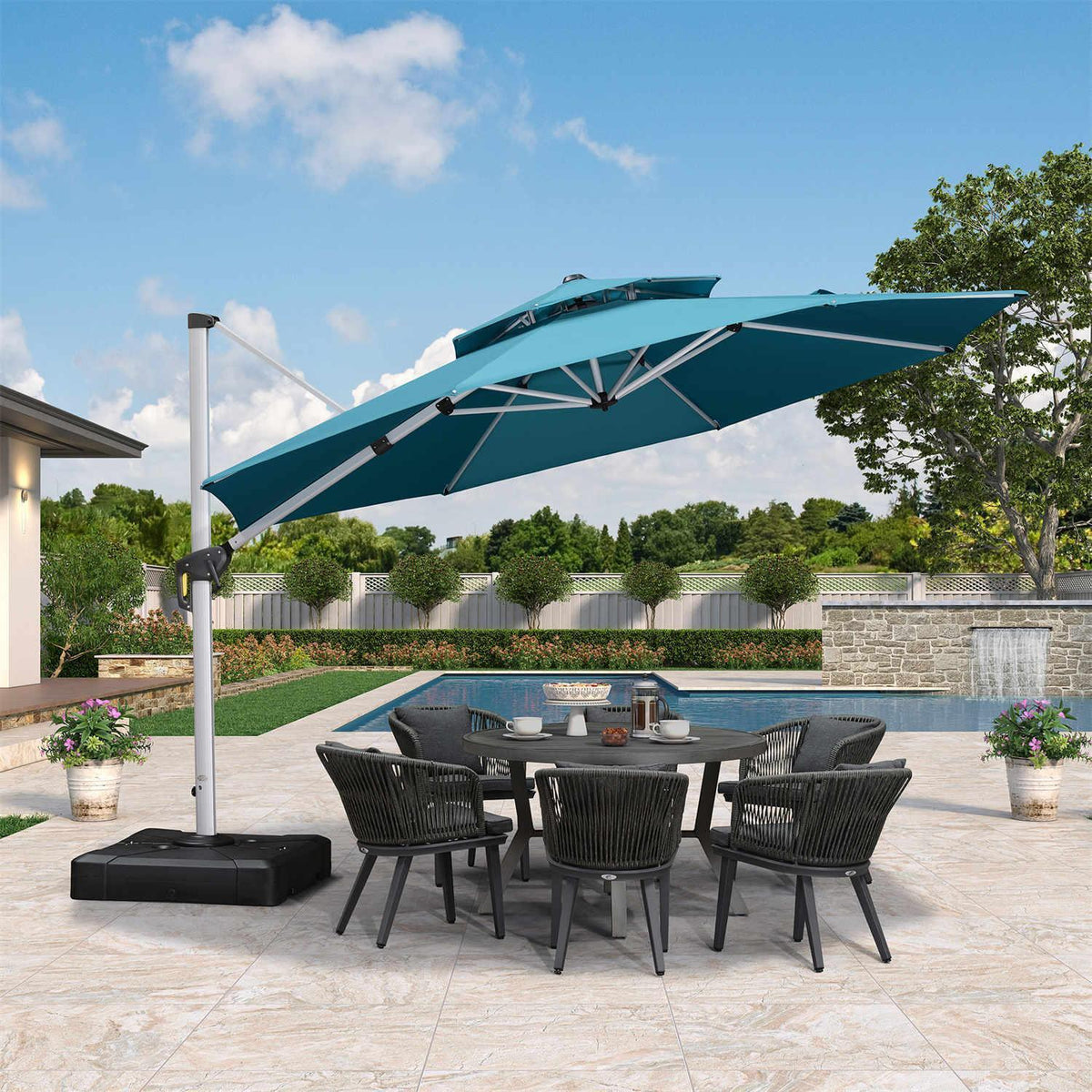 Clearance - PURPLE LEAF OPEN BOX Large Round Patio Cantilever Umbrella for Deck, Pool, Backyard