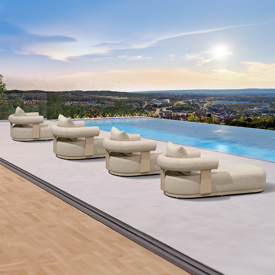 PURPLE LEAF  Provence Outdoor Chaise Lounge  Modern Luxury Aluminum Lounger Daybed with Olefin Lumbar Pillow and Armrest for Patio Poolside Beach Sunbathing Deck