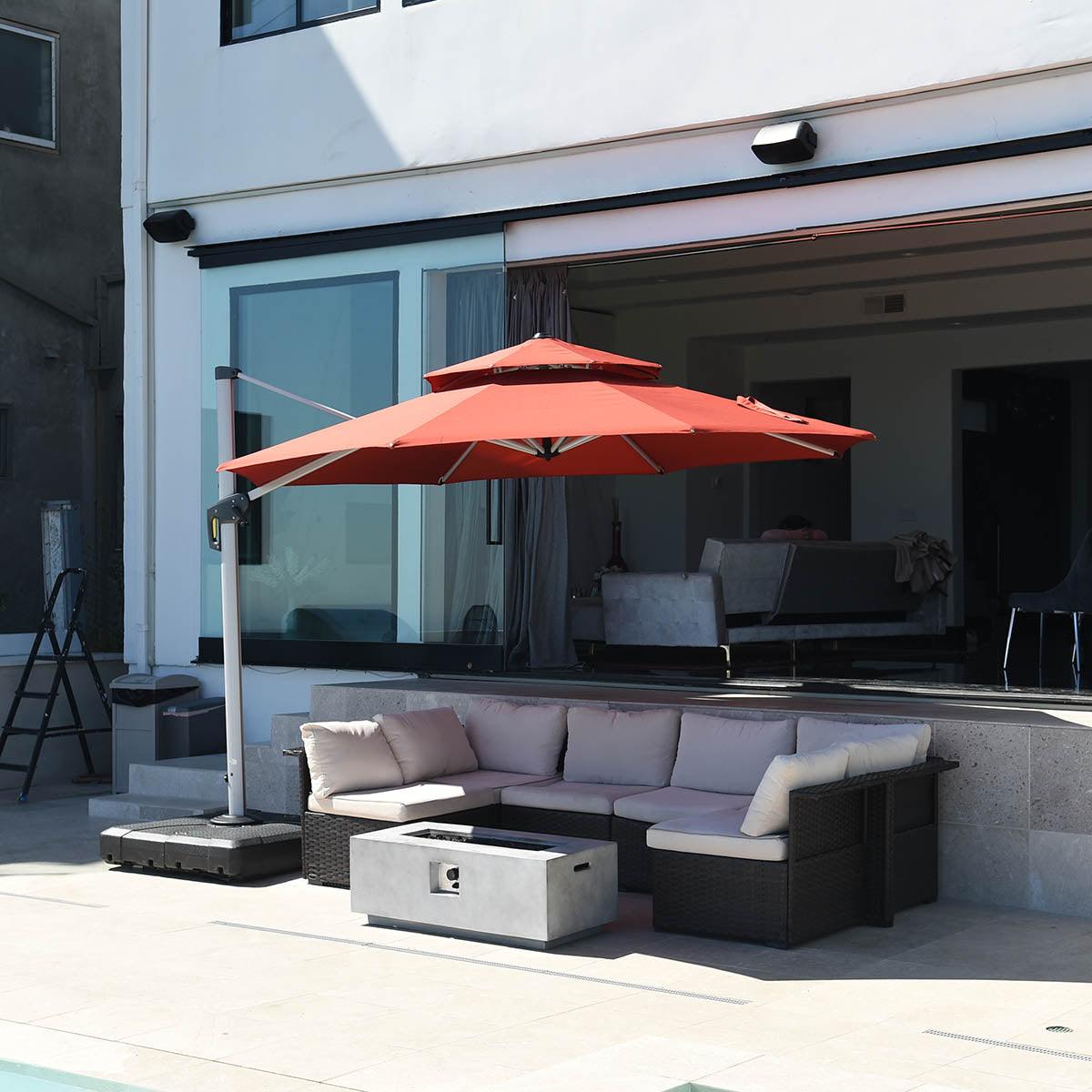 Clearance - PURPLE LEAF OPEN BOX Large Round Patio Cantilever Umbrella for Deck, Pool, Backyard