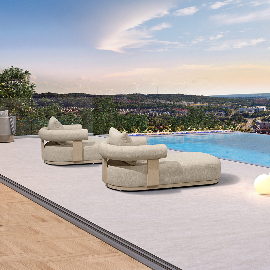 PURPLE LEAF  Provence Outdoor Chaise Lounge  Modern Luxury Aluminum Lounger Daybed with Olefin Lumbar Pillow and Armrest for Patio Poolside Beach Sunbathing Deck