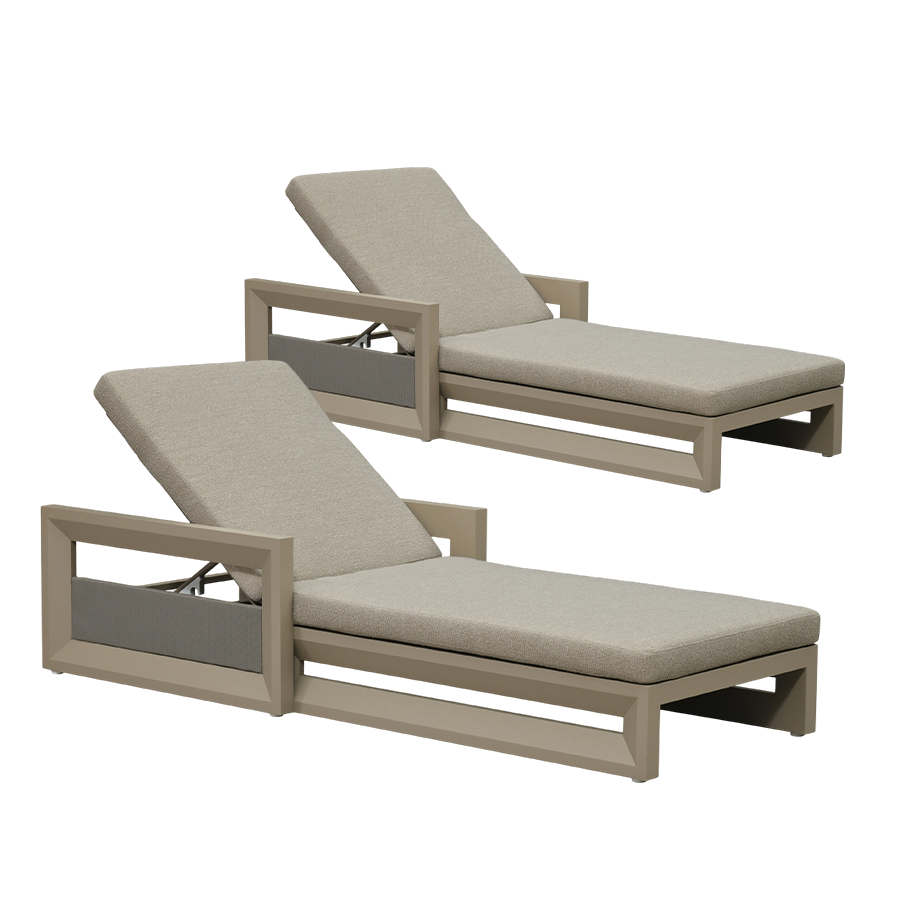 PURPLE LEAF Caesar Outdoor Chaise Lounge 2 in 1 Design Reclining Lounger Chair with Cushion Deluxe Aluminum Oversize Pool Lounge Chairs with Armrests & Backrest for Patio Poolside Backyard