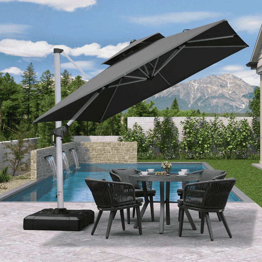 PURPLE LEAF Outdoor Windproof Umbrella, Square Cantilever Umbrella Outside Patio
