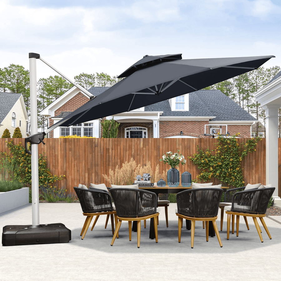Clearance - PURPLE LEAF OPEN BOX Large Round Patio Cantilever Umbrella for Deck, Pool, Backyard