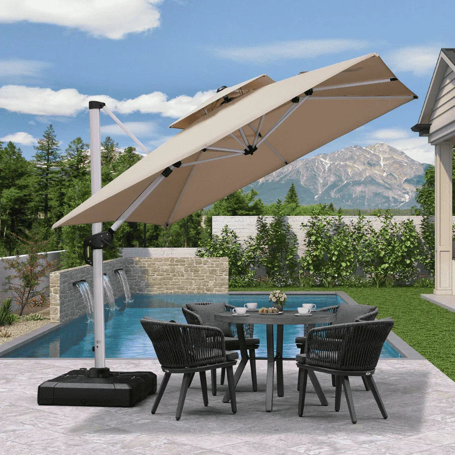 PURPLE LEAF Outdoor Windproof Umbrella, Square Cantilever Umbrella Outside Patio