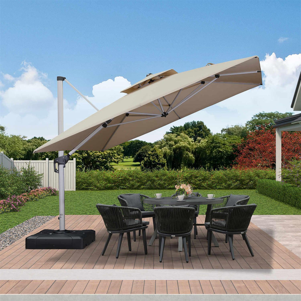 PURPLE LEAF Outdoor Windproof Umbrella, Square Cantilever Umbrella Outside Patio
