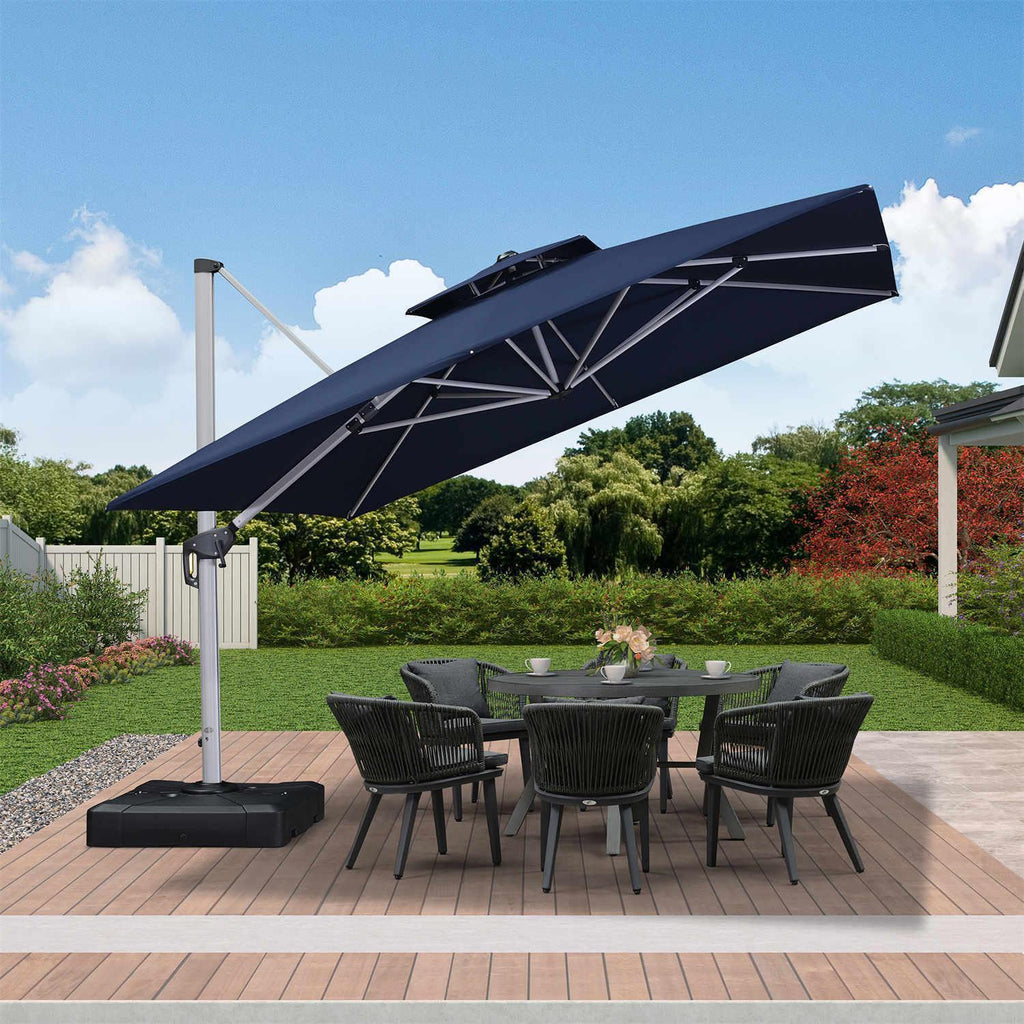 PURPLE LEAF Outdoor Windproof Umbrella, Square Cantilever Umbrella Outside Patio