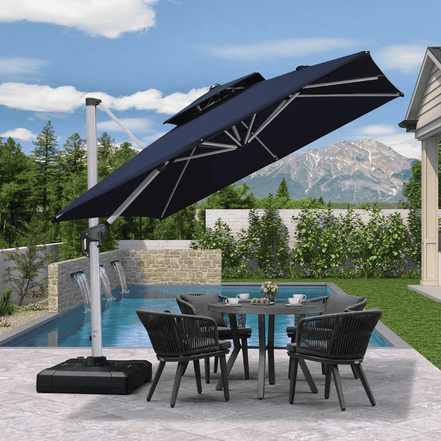 PURPLE LEAF Outdoor Windproof Umbrella, Square Cantilever Umbrella Outside Patio